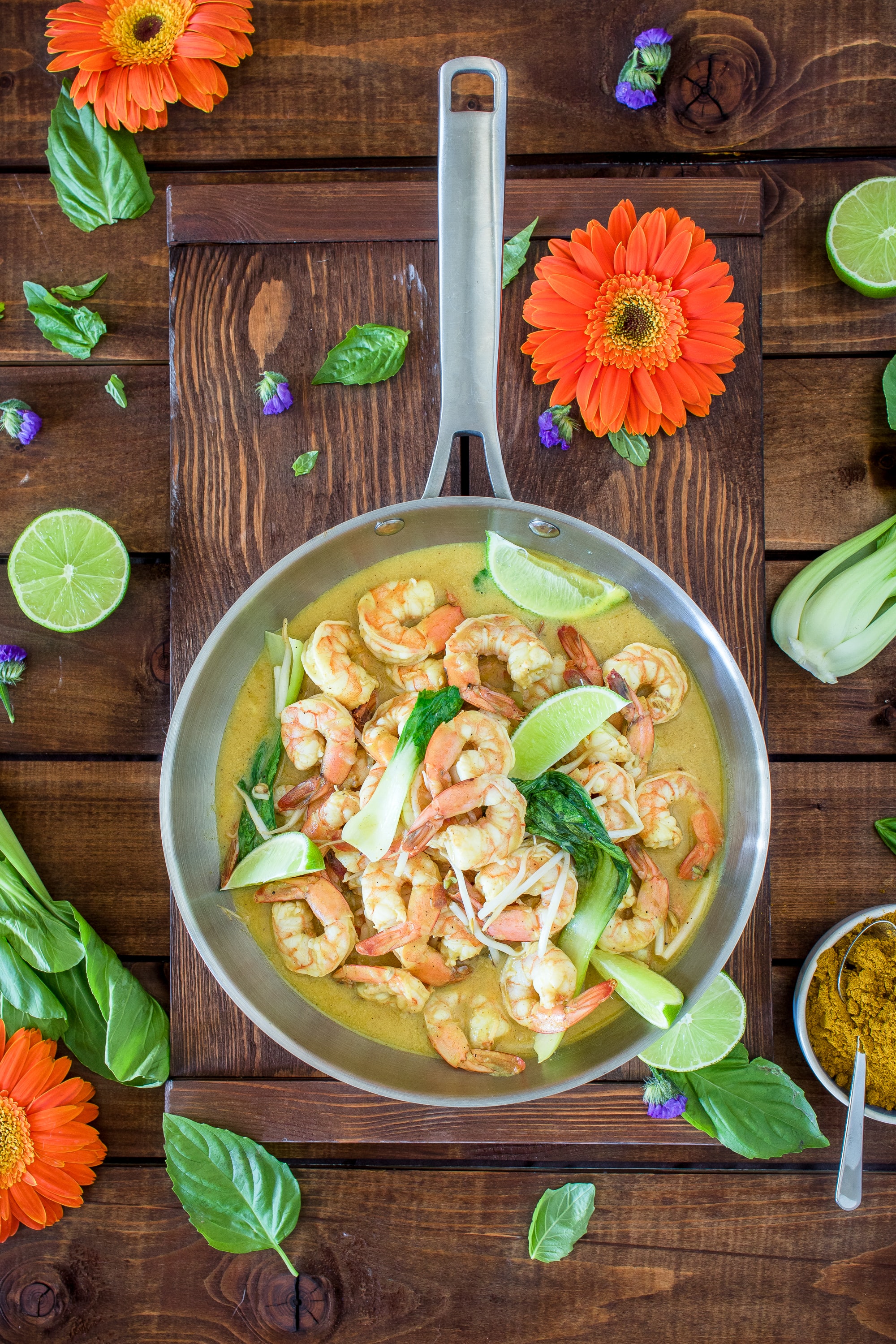 Curry de crevette et pak choi