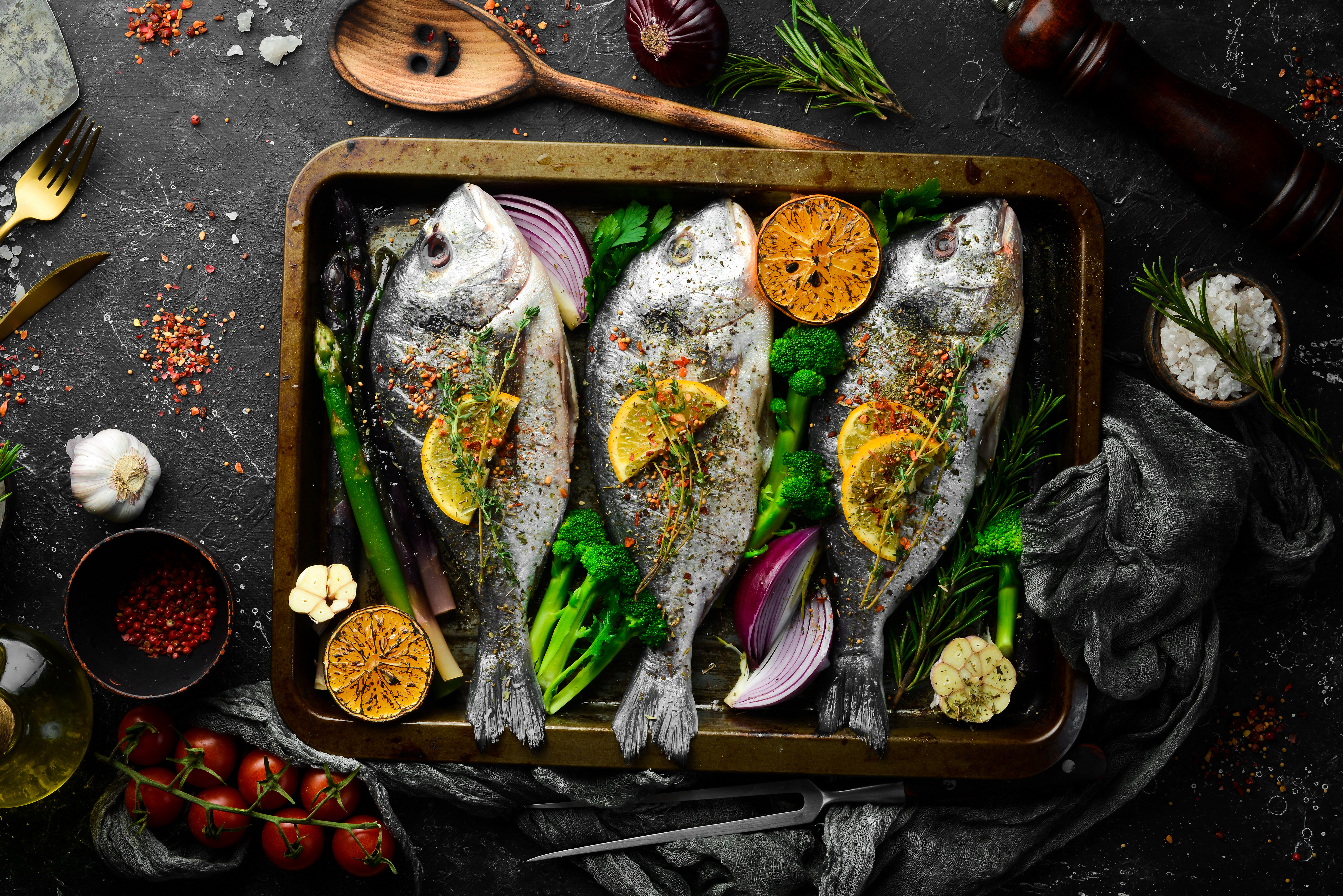 Dorade aux brocolis et asperges