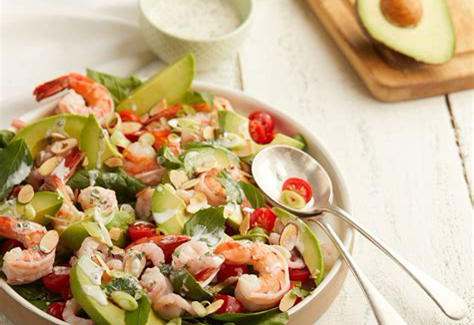 Salade de crevettes et avocat